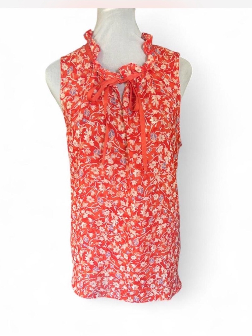Violet & Claire Red Floral Tie-Neck Sleeveless Top